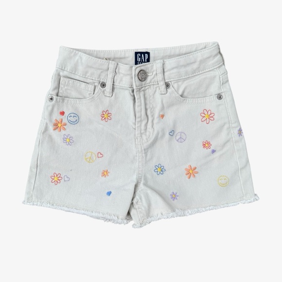 GAP Other - Gap Cream Denim Embroidered Relaxed Shorts Size 7